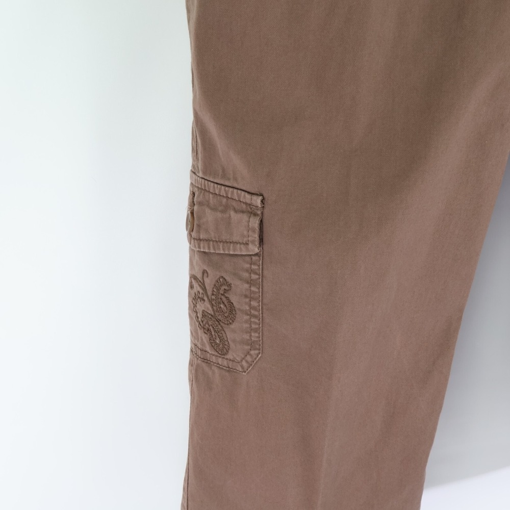 Croft & Barrow Capri Pants Womens Sz 8 Brown Cotton Embroidered Pockets Mid Rise - Picture 6 of 7